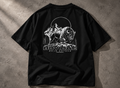 Camiseta oversized Bovidae negra – espalda con estampado de bisonte y montañas