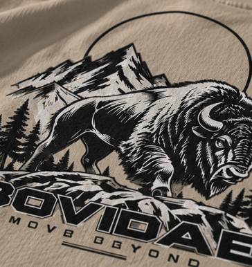 Camiseta oversized Bovidae stone – detalle del estampado
