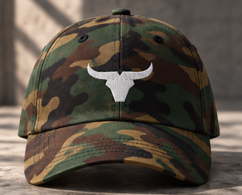 Gorra Bovidae camuflaje verde – frente con logo bordado